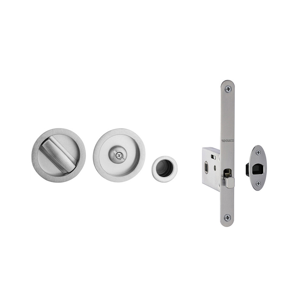 Sliding Pocket Door Lock Set (40-45mm) - Satin Chrome